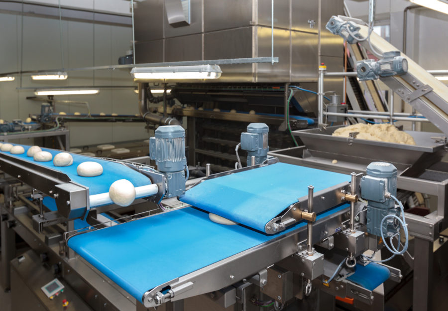 Dough on bread production line